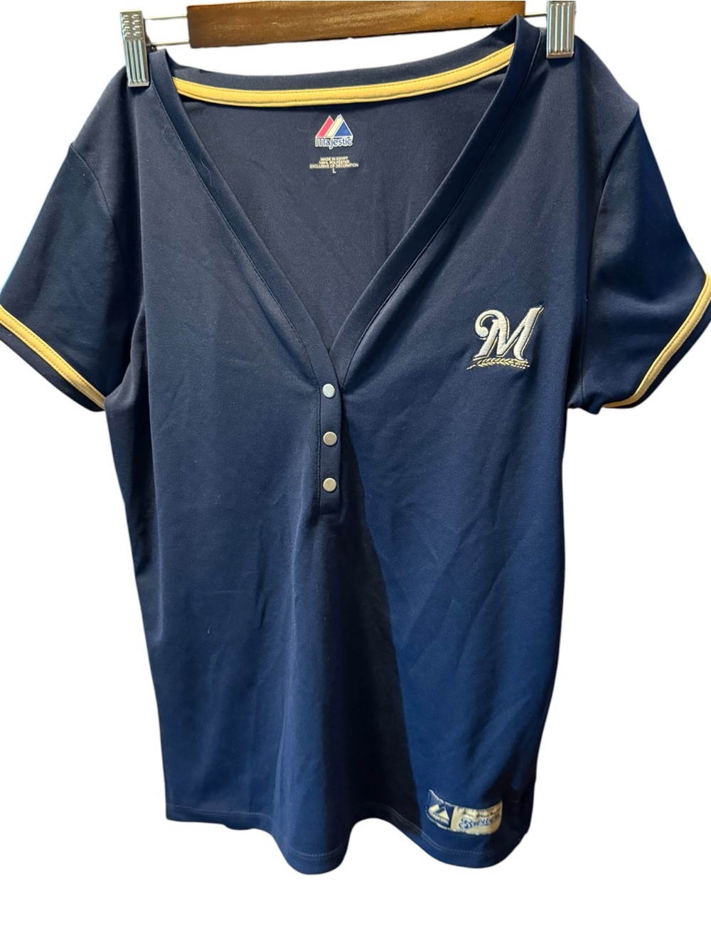 Majestic Navy Blue Milwaukee brewers Tee with Yellow Trim